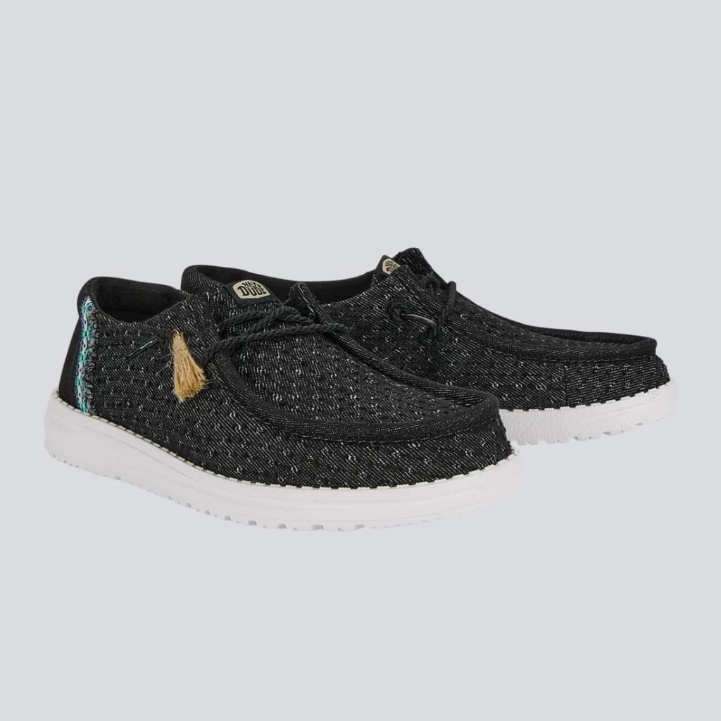 Hey Dude Womens Wendy Perf Canvas Black
