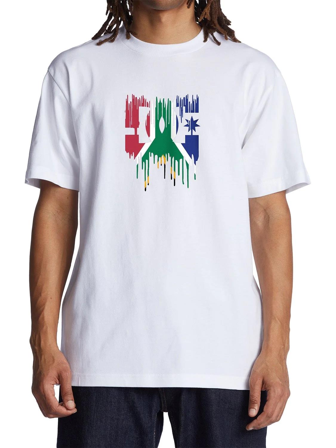 Dc Mens Sa Flag Drip Short Sleeve Tee White