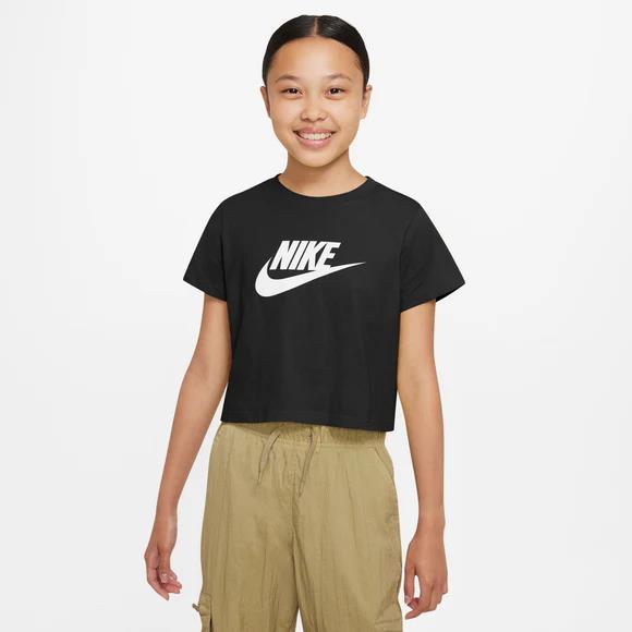 Nike Girls Short Sleeve Crop Tee Black
