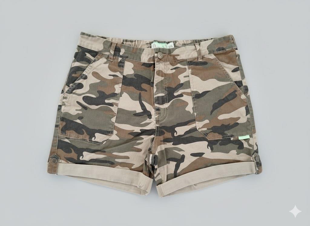 Kakiebos Womens Half Elasticated Shorts Camo A