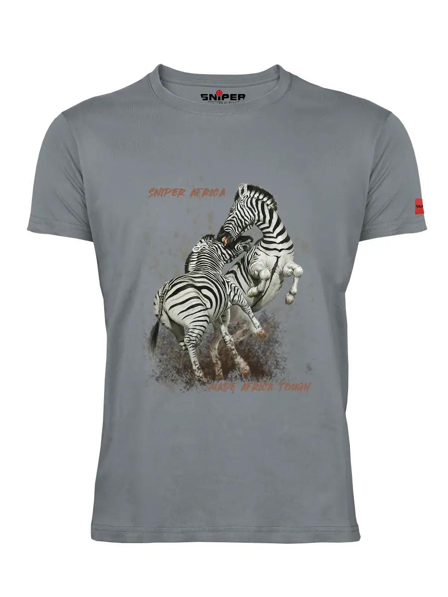 Sniper Mens Zebra Short Sleeve Tee Grey