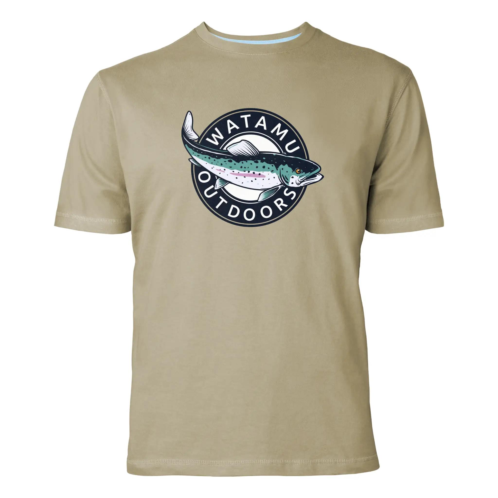 Watamu Mens Rainbow Trout Short Sleeve Tee Khaki