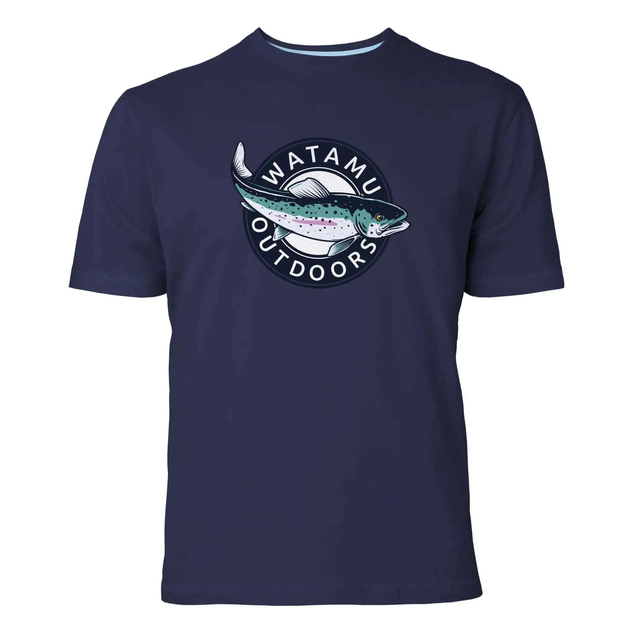 Watamu Mens Rainbow Trout Short Sleeve Tee Navy