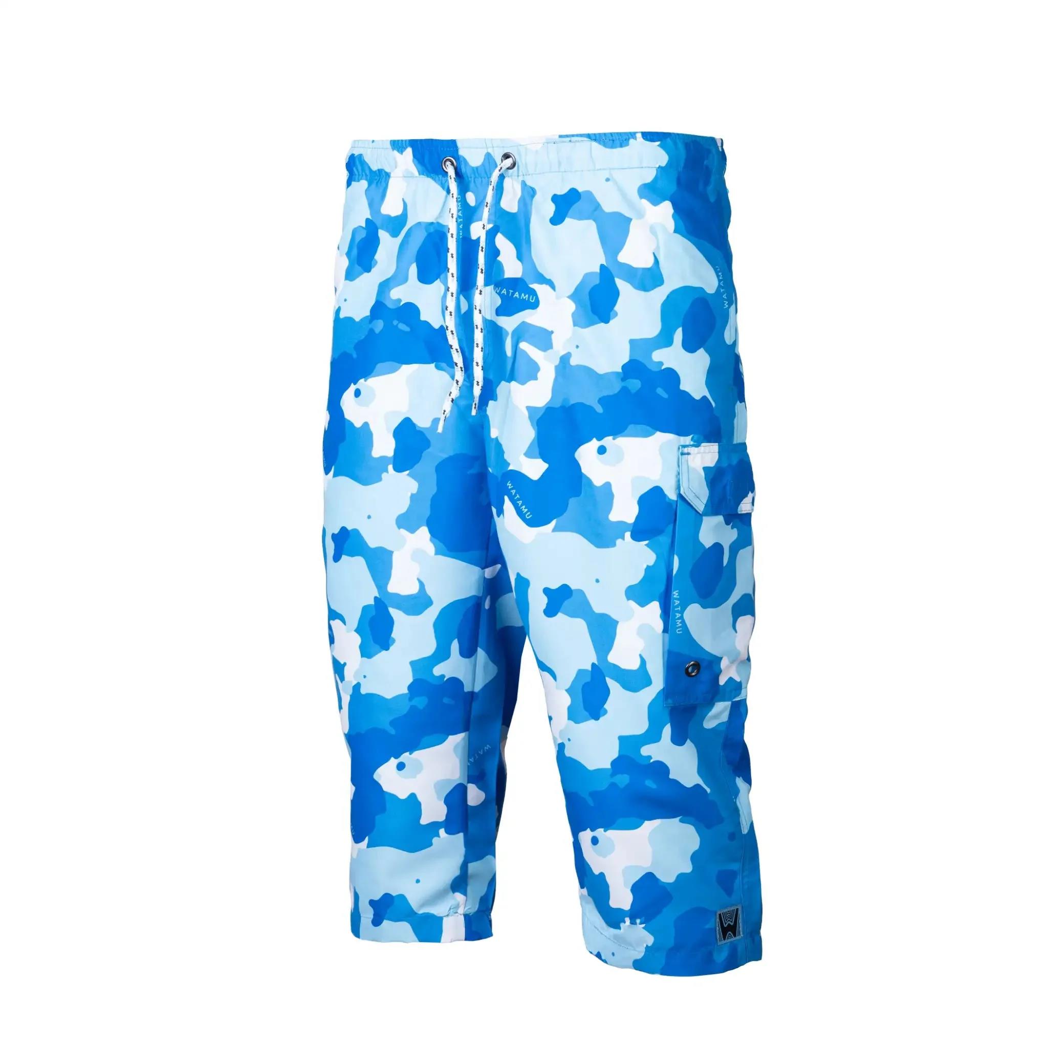 Watamu Mens Inhance  3/4 Swim Shorts Blue Camo