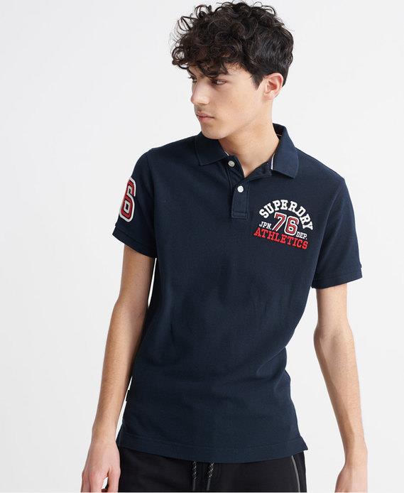 Superdry Mens Classic Superstate Short Sleeve Golfer Eclipse Navy
