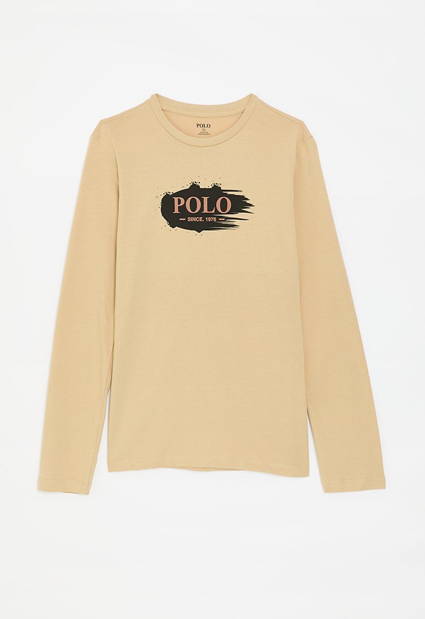 Polo Boys Kevin Printed Long Sleeve Tee Camel