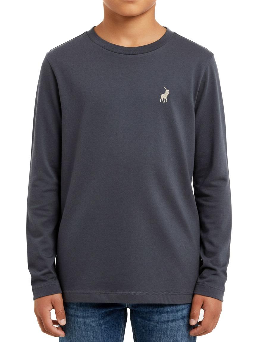 Polo Boys Ashton Long Sleeve Tee Gunmetal