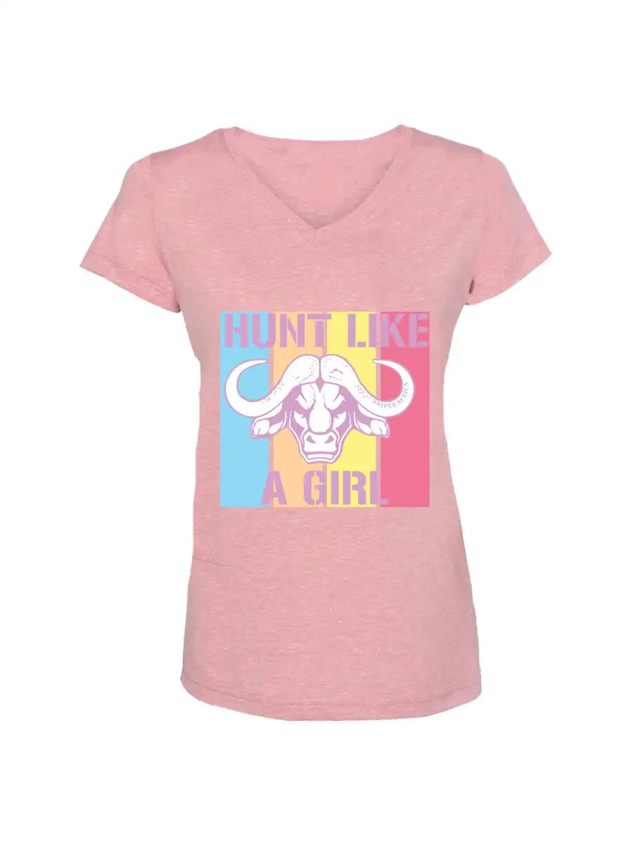Sniper Womens Hunt Like A Girl Short Sleeve Tee Pink Mel