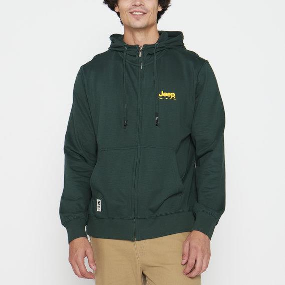 Jeep Mens Zip Through Hooded Sweater Green Dream