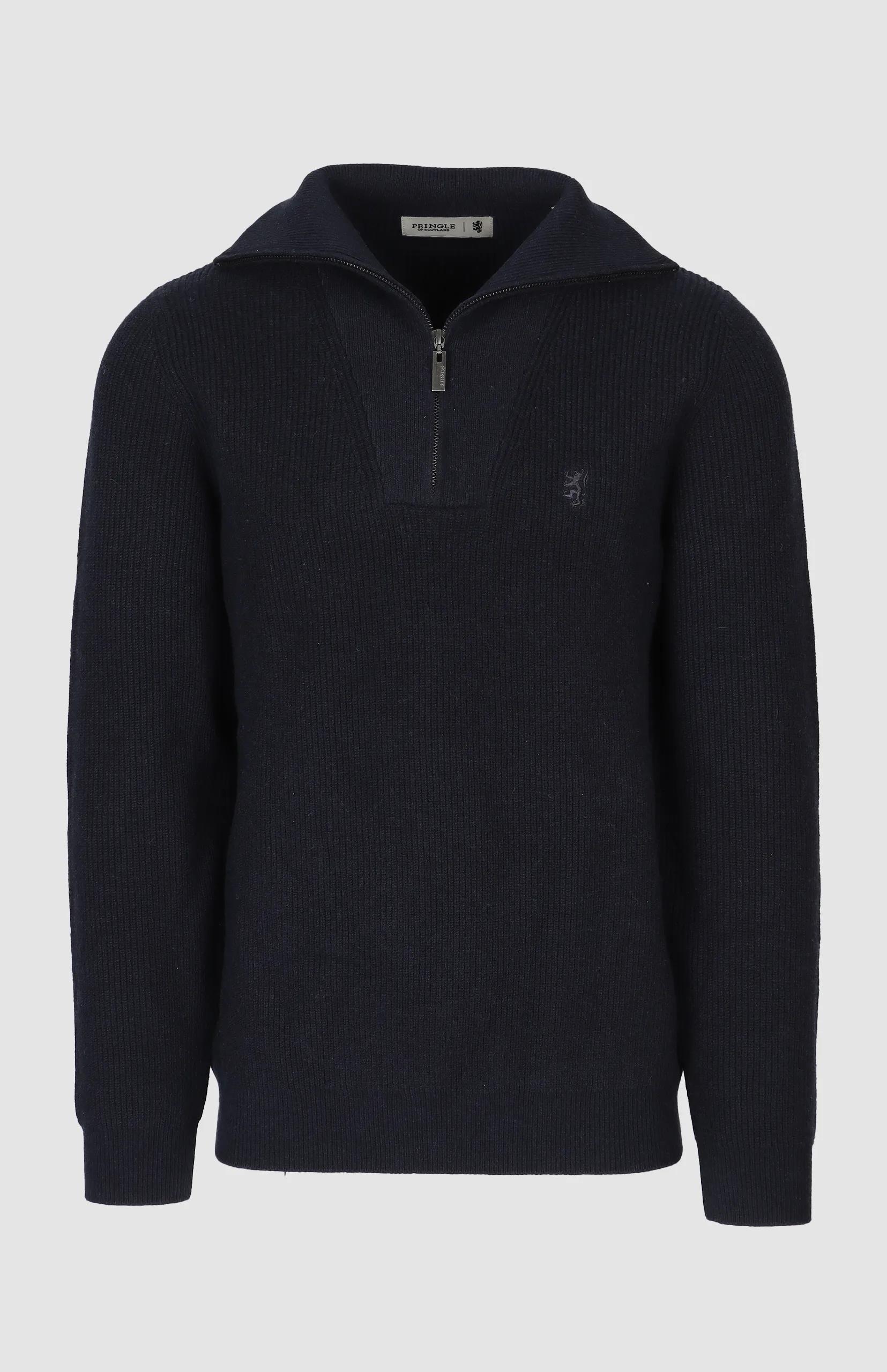 Pringle Mens Kyle 1/4 Zip Ribbed Knit Sweater Navy