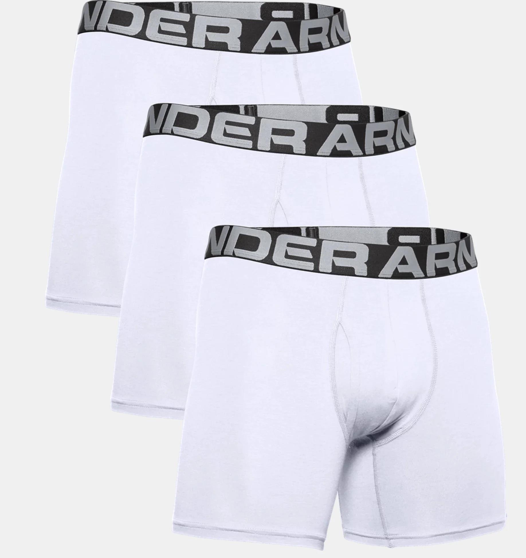 Under Armour Mens Charged Cotton 6 Boxerjock 3 Pack 100 White