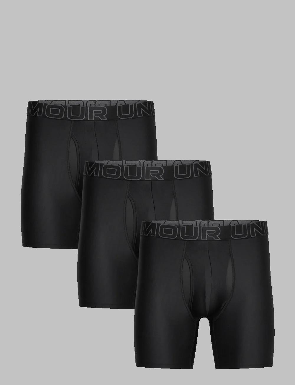 Under Armour Mens Tech 6 Print Solid Boxer Brief Print Solid 001 Black