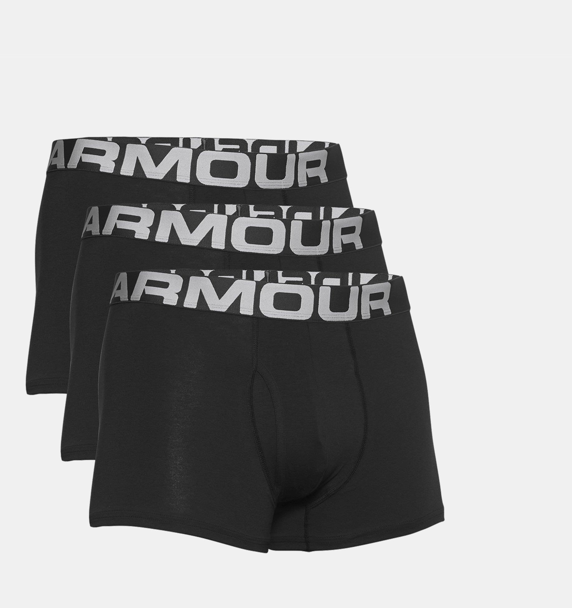 Under Armour Mens Charged Cotton 3In Boxer Jocks 3 Pack 001 Black
