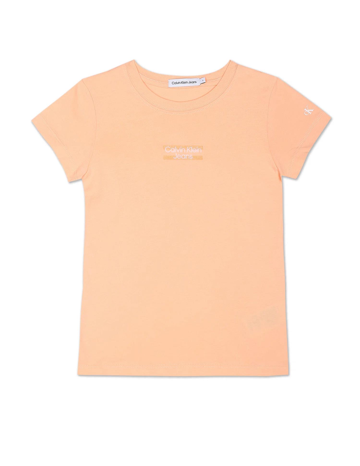 Calvin Klein Girls Hero Logo Tee Orange