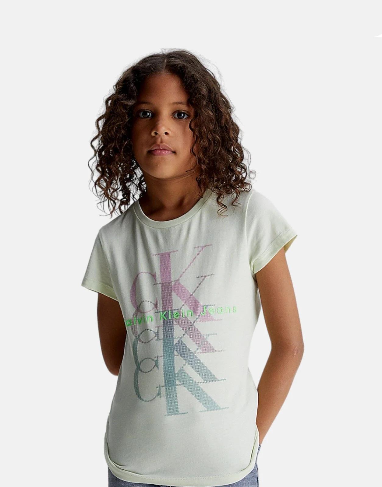 Calvin Klein Girls Monogram Repeat Tee Green