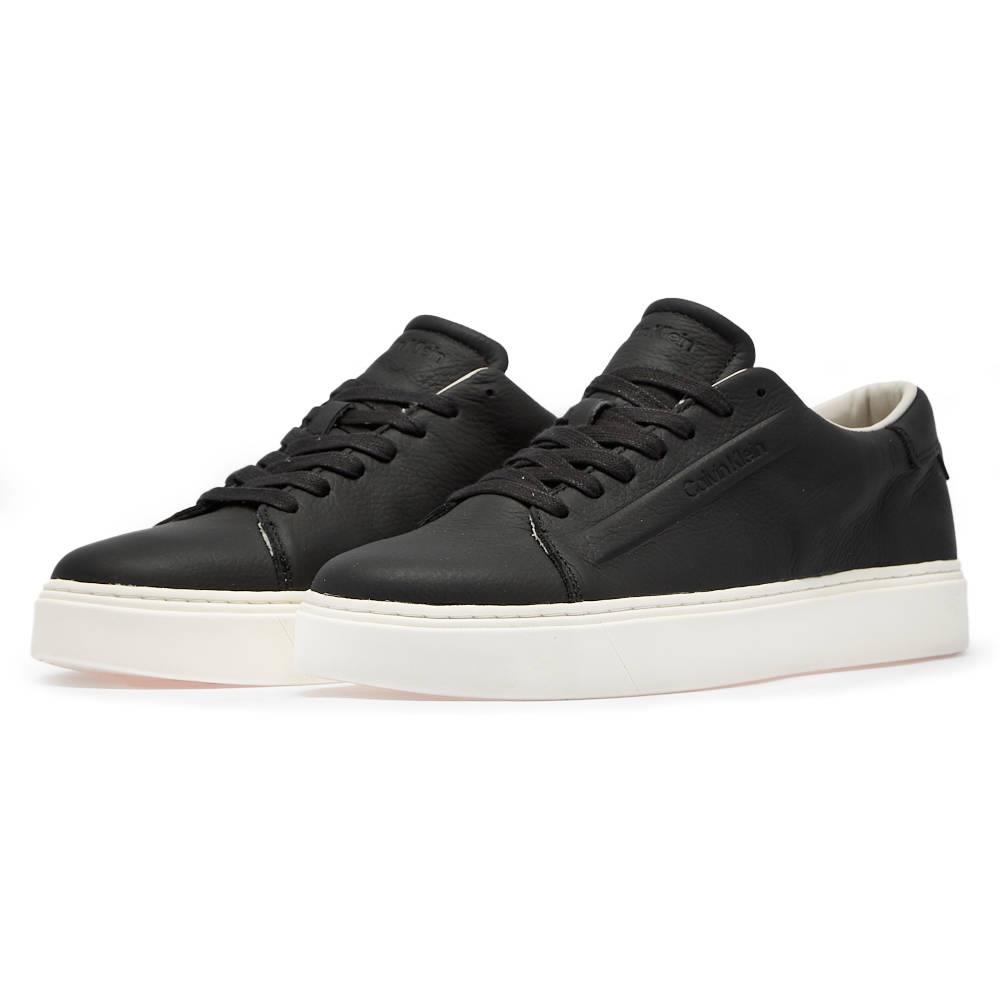 Calvin Klein Mens #Ck Ftw Low Top Lace Up Lth Sneaker Black White