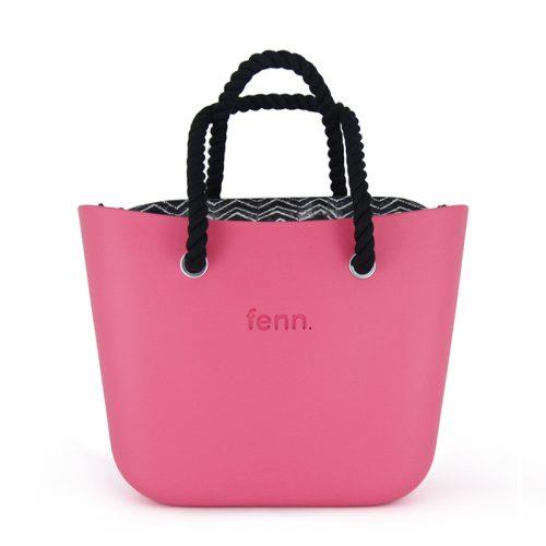Fenn Original Cerise Handbag P72  Inner Silver Zip Black Rope Handle