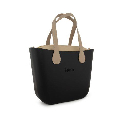 Fenn Original Black Handbag Stone Inner Gold Zip Light Stone Handle