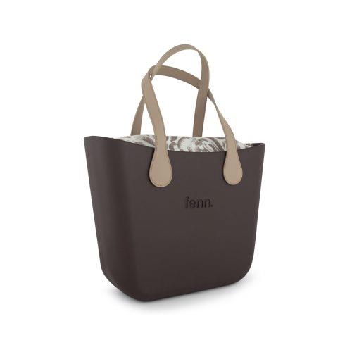 Fenn Original  Chocolate Handbag P102 Inner Gold Zip Light Stone Handle