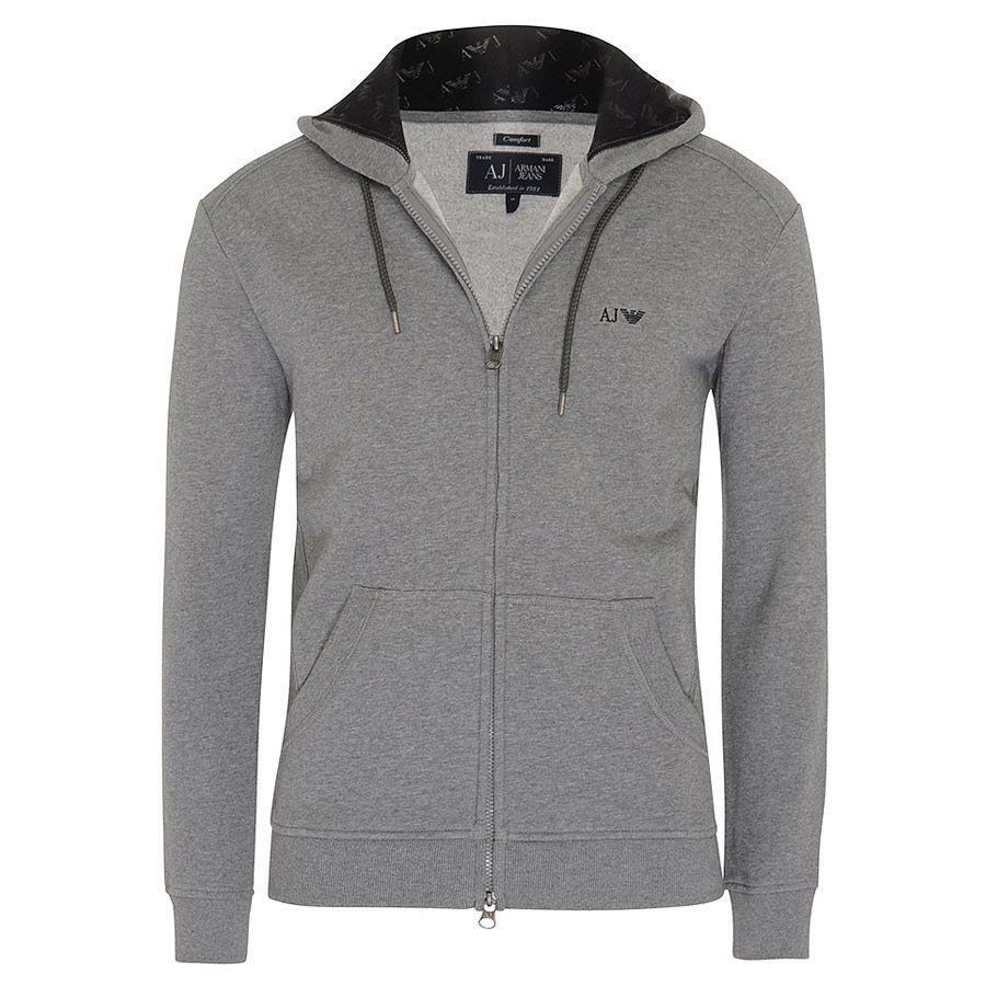 Armani Mens Zip Up Hoody Jacket Grey