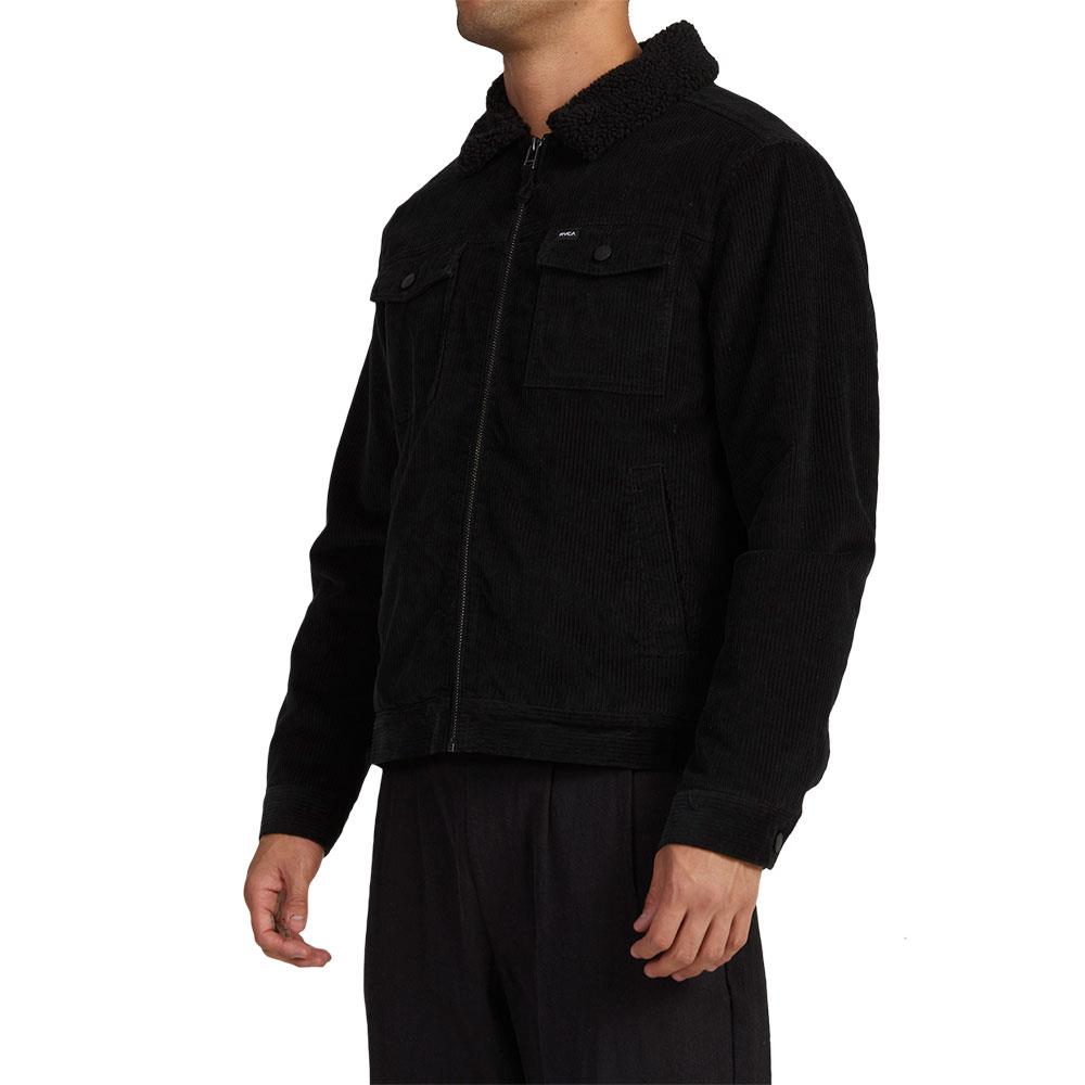 Rvca Mens Easy Trucker Sherpa Jacket Pirate Black