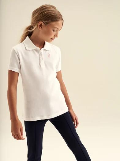 Polo Girls Classic Short Sleeve Golfer White