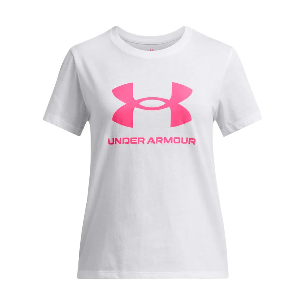 Under Armour Girls Big Logo Short Sleeve Tee 100 White