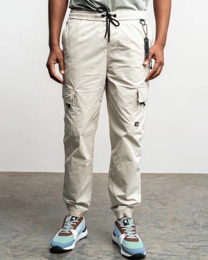 Soviet Mens Thunderbolt Elasticated Cargo Pants Stone