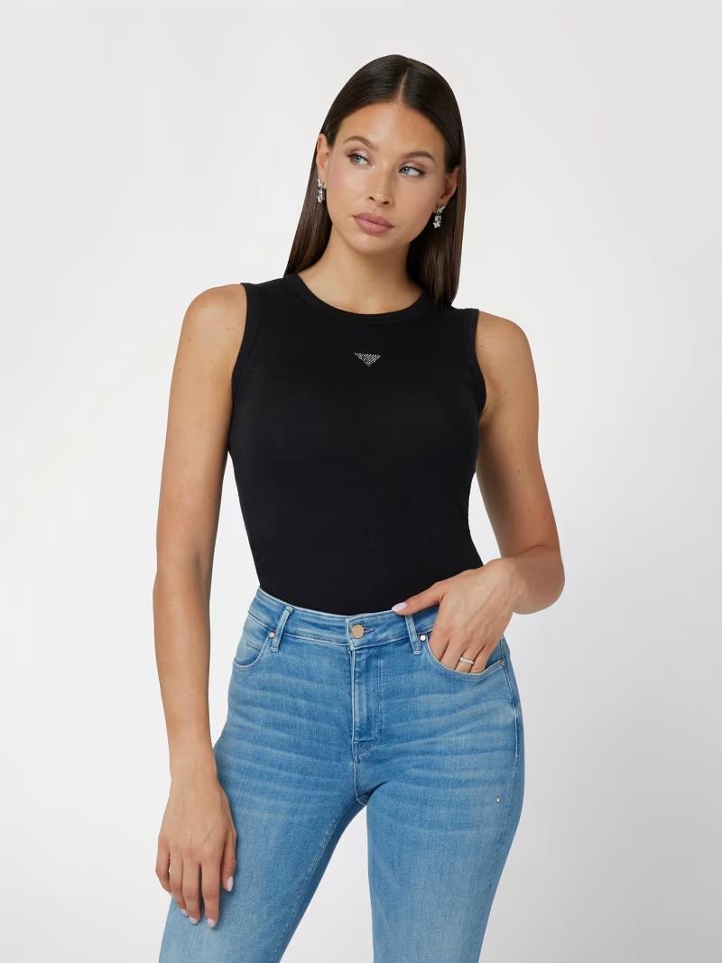 Guess Womens Traingle Bling Vest Black