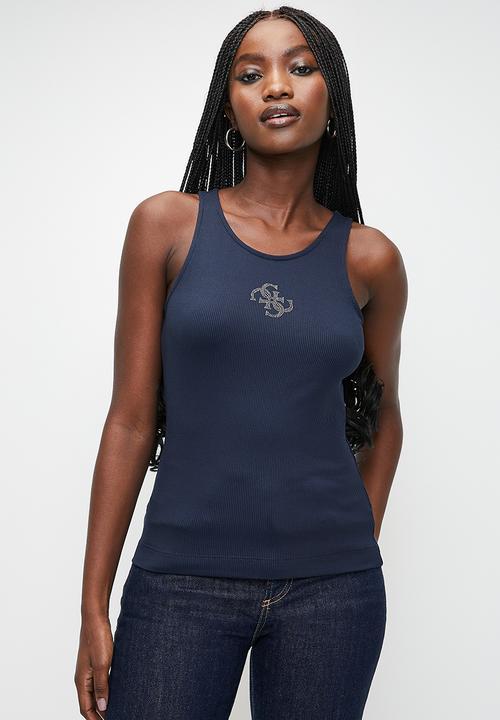 Guess Womens Guendalina Tank Top Dark Blue