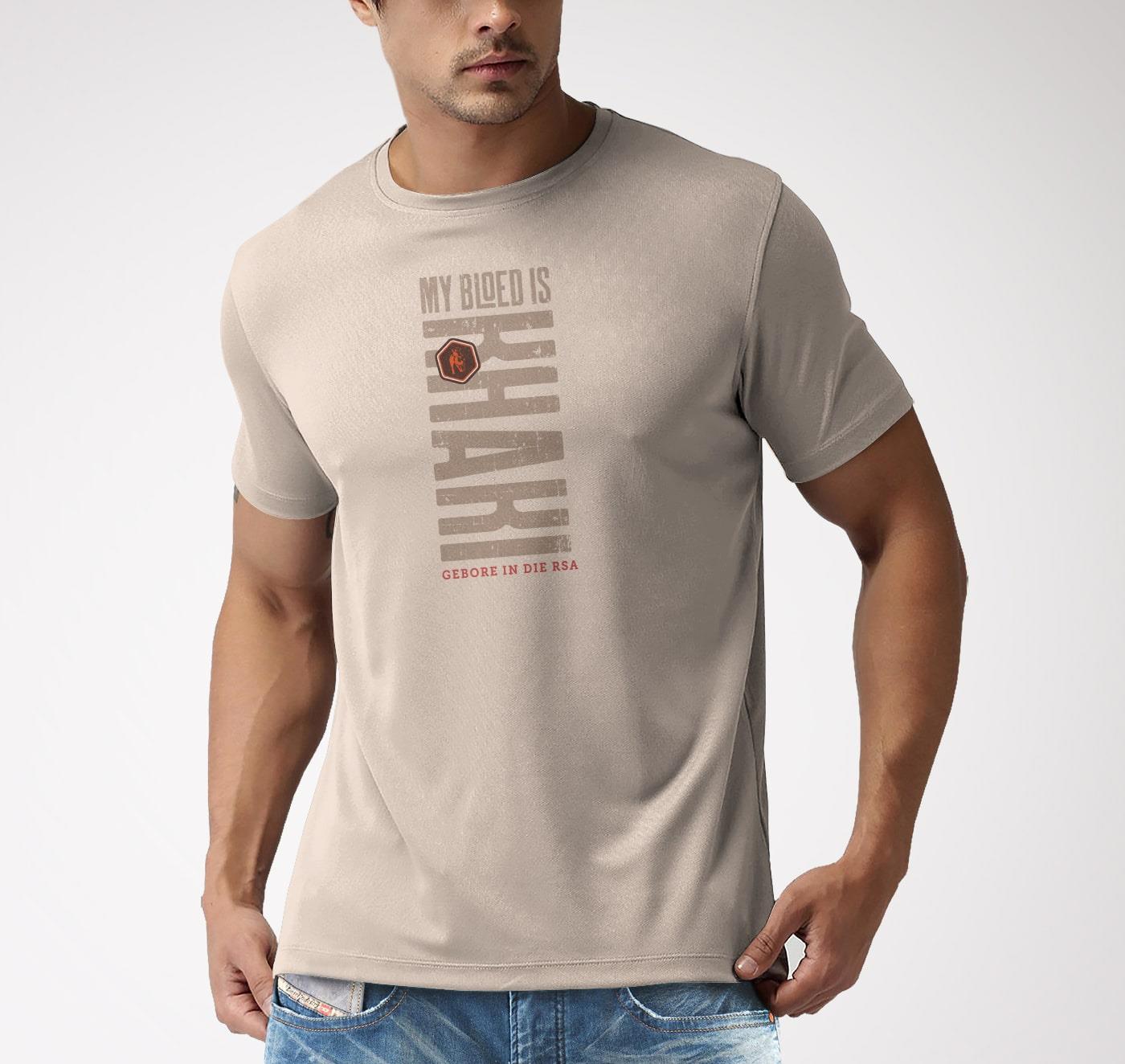 Boerboel Mens Premium Cotton Bloed Short Sleeve Tee Stone