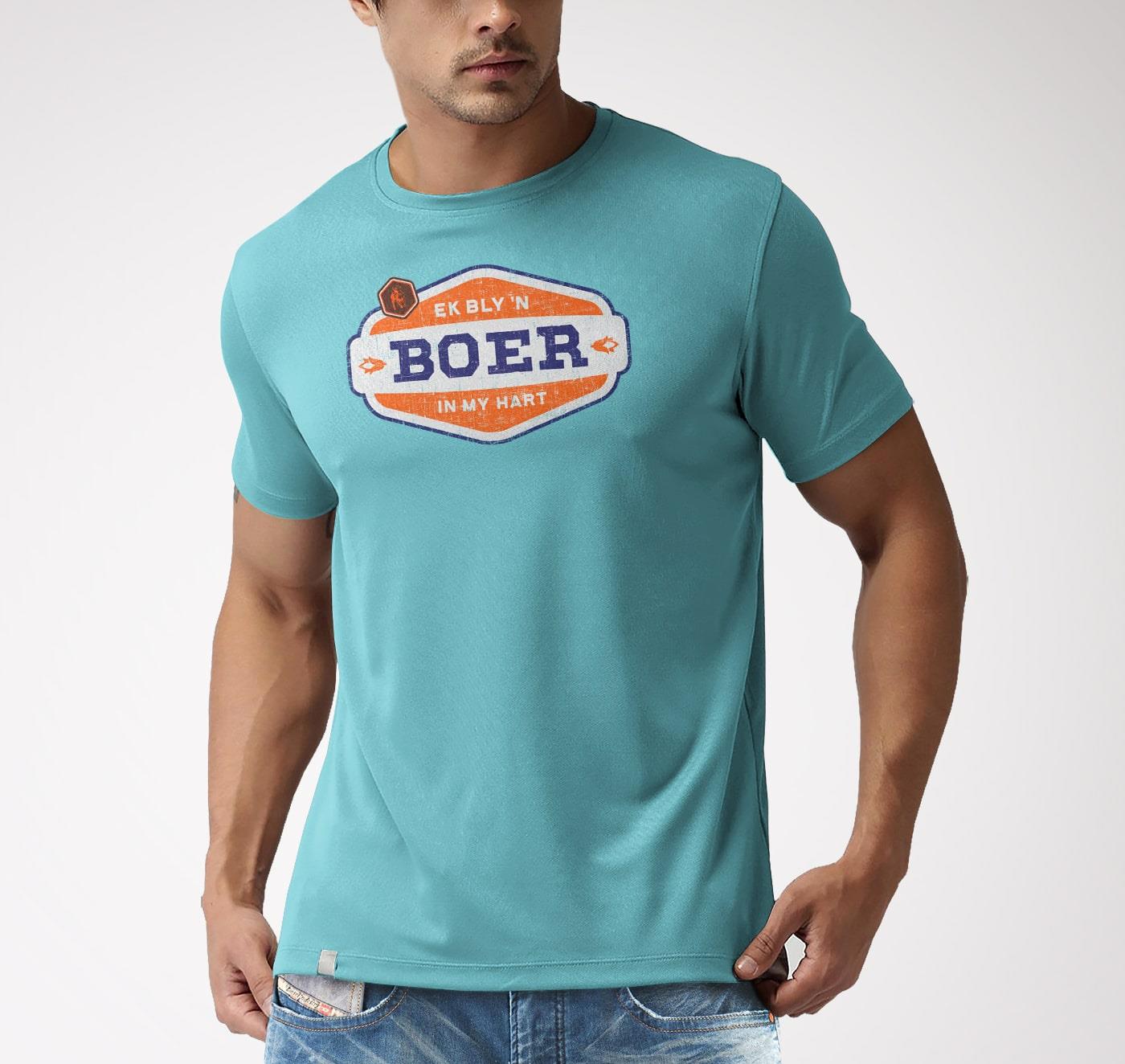 Boerboel Mens Premium Cotton Boer Short Sleeve Tee Light Blue