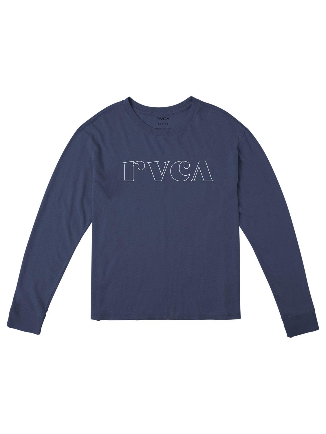 Rvca Womens Curl Keyline Long Sleeve Tee Moody Blue
