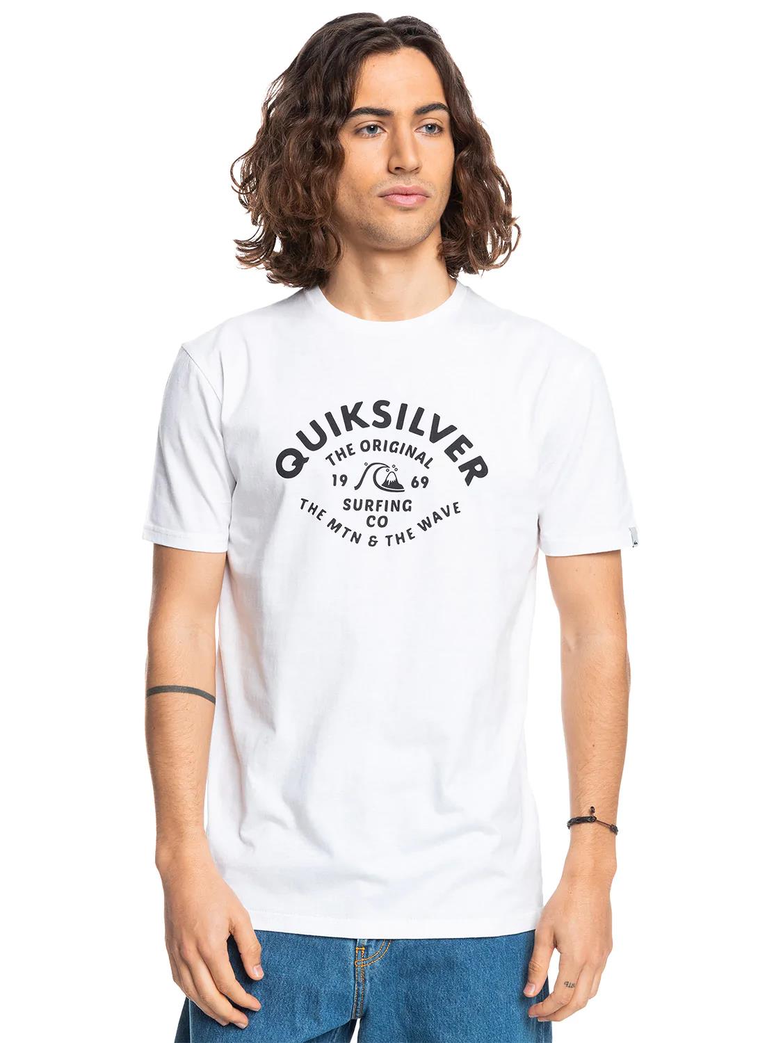 Quiksilver Mens Script Talk Front Short Sleeve Tee White