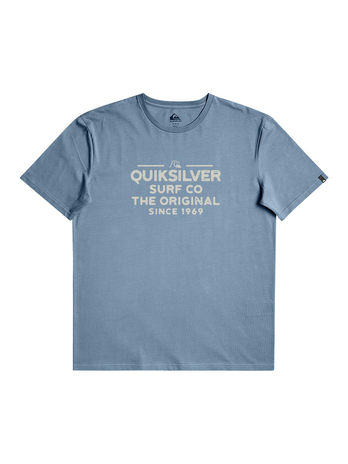 Quiksilver Mens Feeding Line Short Sleeve Tee Faded Denim