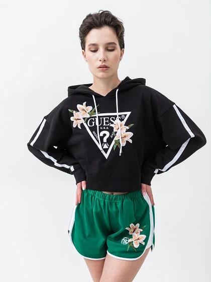 Guess Womens Zory Hoodie Sweatshirt Black