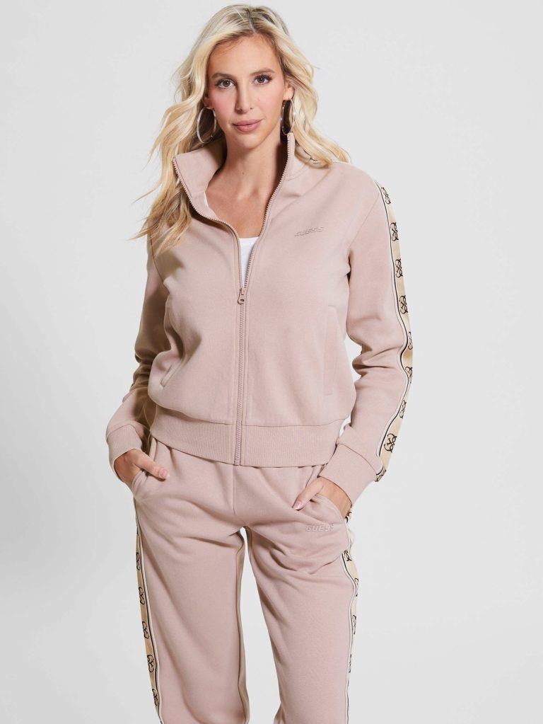 Guess Womens Britney Full Zip Sweater Taupe