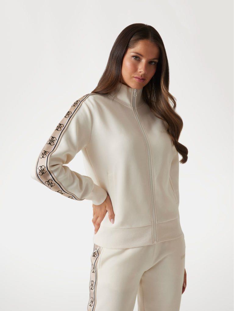 Guess Womens Britney Full Zip Sweater Cream