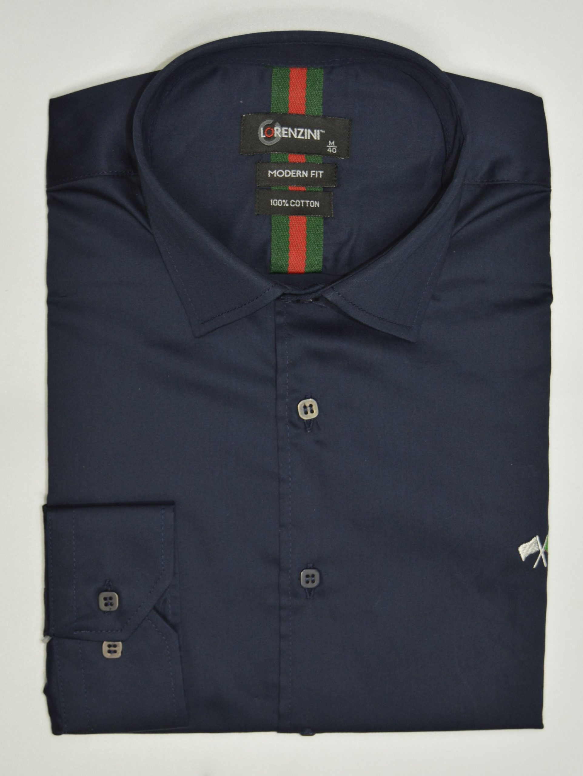 Lorenzini Modern Classic Slim Fit Long Sleeve Shirt Navy