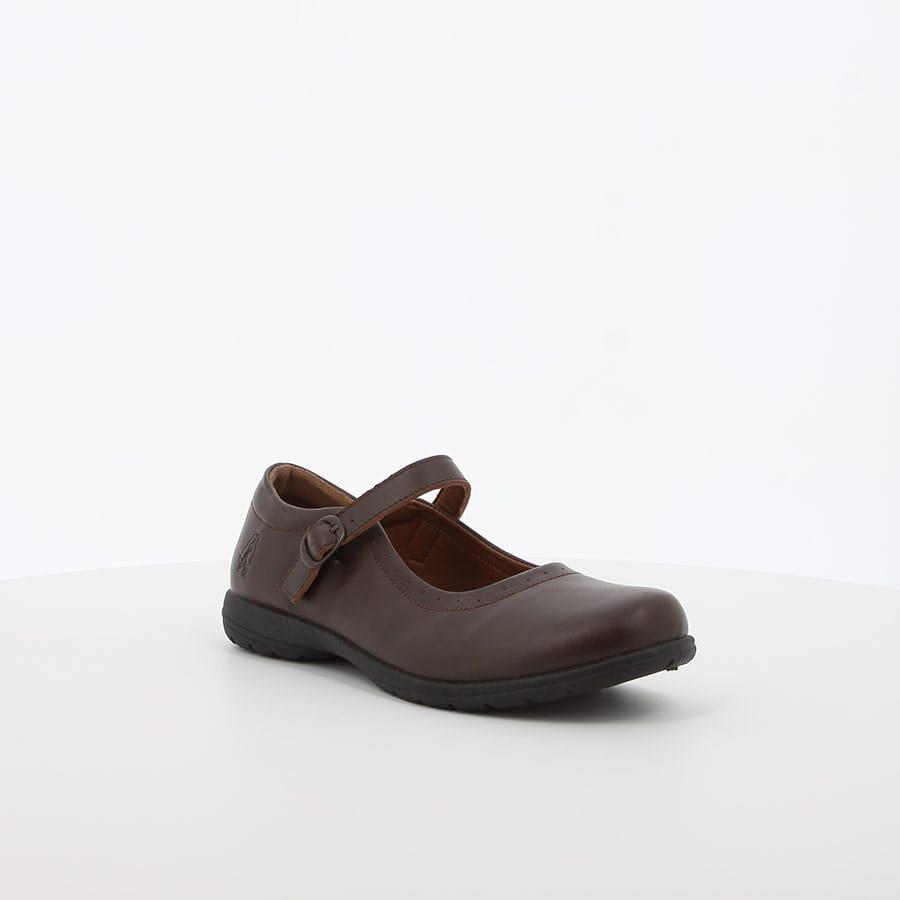 Hush Puppies Girls Scala Mary Jane Buckle School Shoe Brown