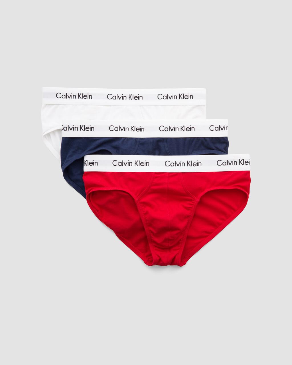Calvin Klein Mens 3 Pack Hipster Brief White Red Navy