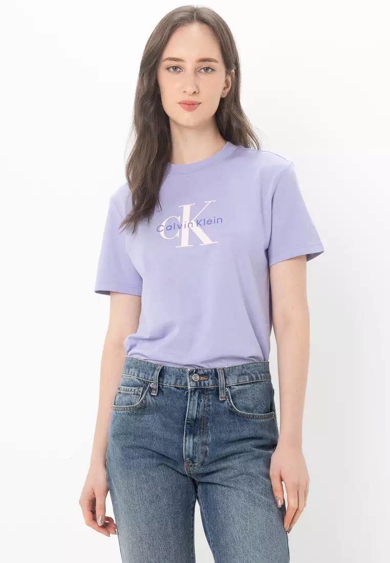 Calvin Klein Womens Monologo Seasonal Tee Purple