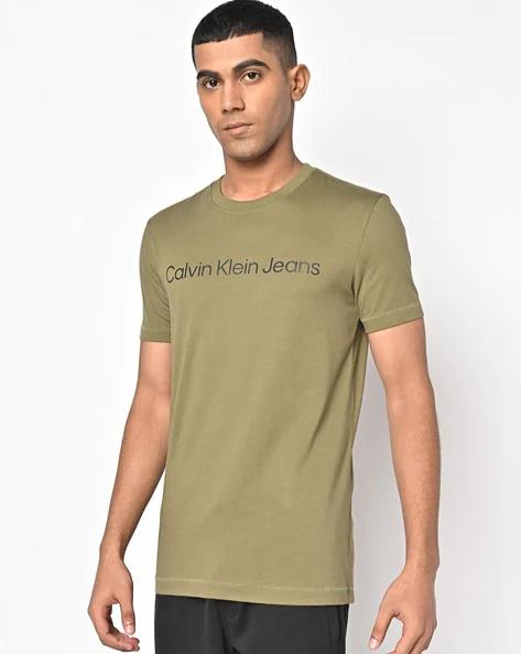 Calvin Klein Mens Core Institutional Logo Short Sleeve Tee Olive