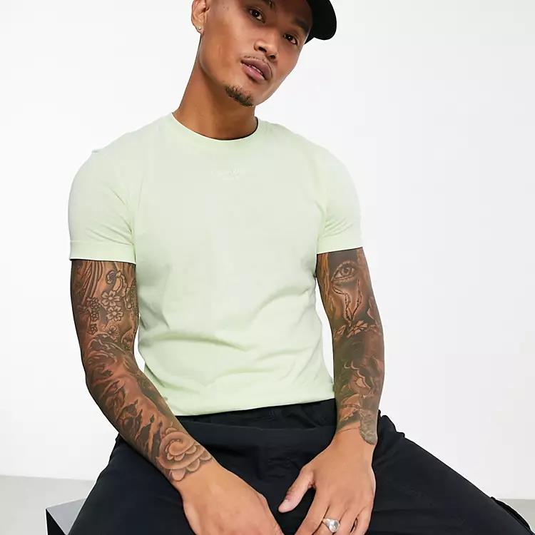 Ck Mens Stacked Logo Tee Light Green