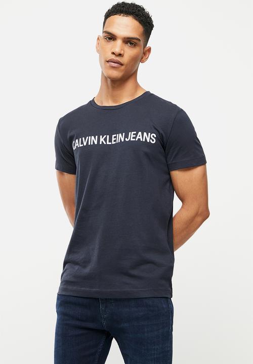 Calvin Klein Mens Core Institutional Logo Short Sleeve Tee Navy