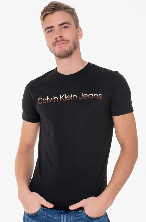 Calvin Klein Mens Ck Mixed Institutional Short Sleeve Tee Black