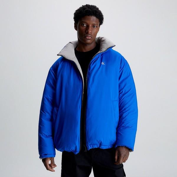 Calvin Klein Mens Reversible 90S Puffer Jacket Blue Grey