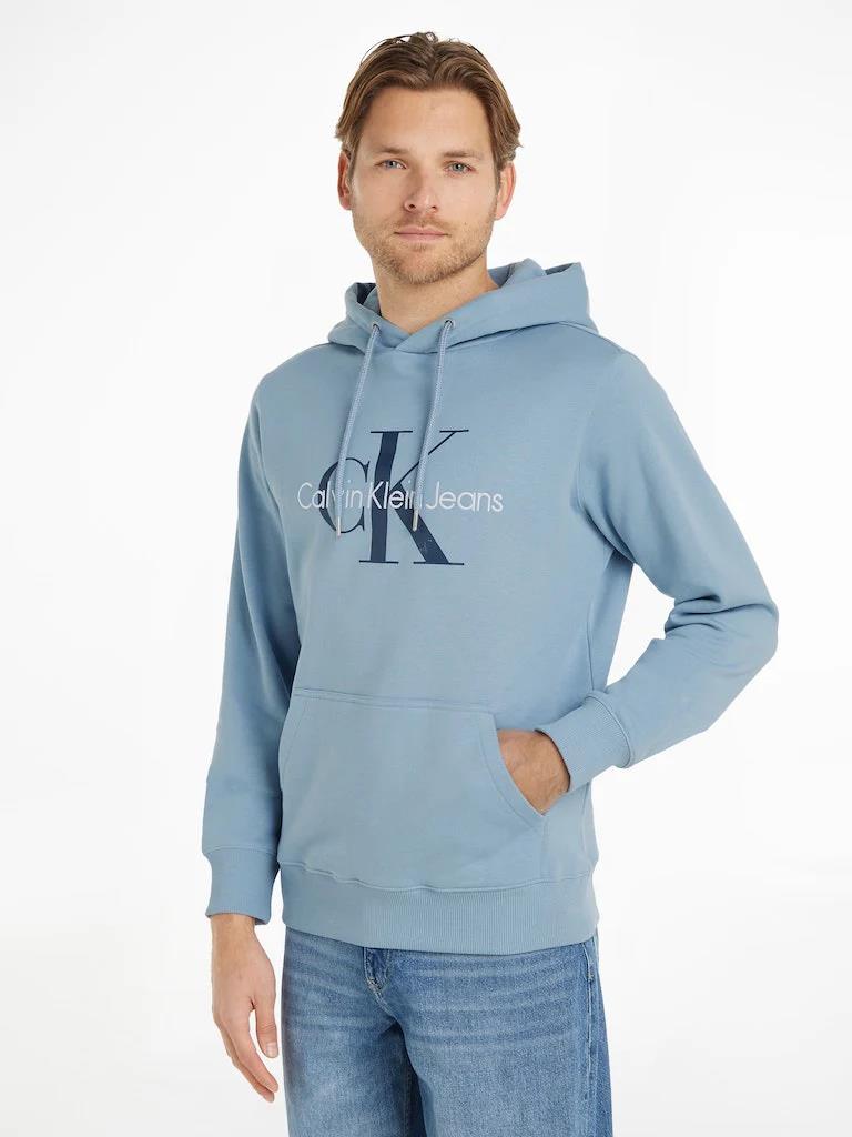 Calvin Klein Mens Monogram Hoodie Blue