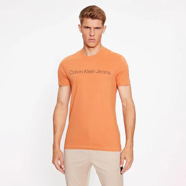 Calvin Klein Mens Institutional Logo Short Sleeve Tee Burnt Orange