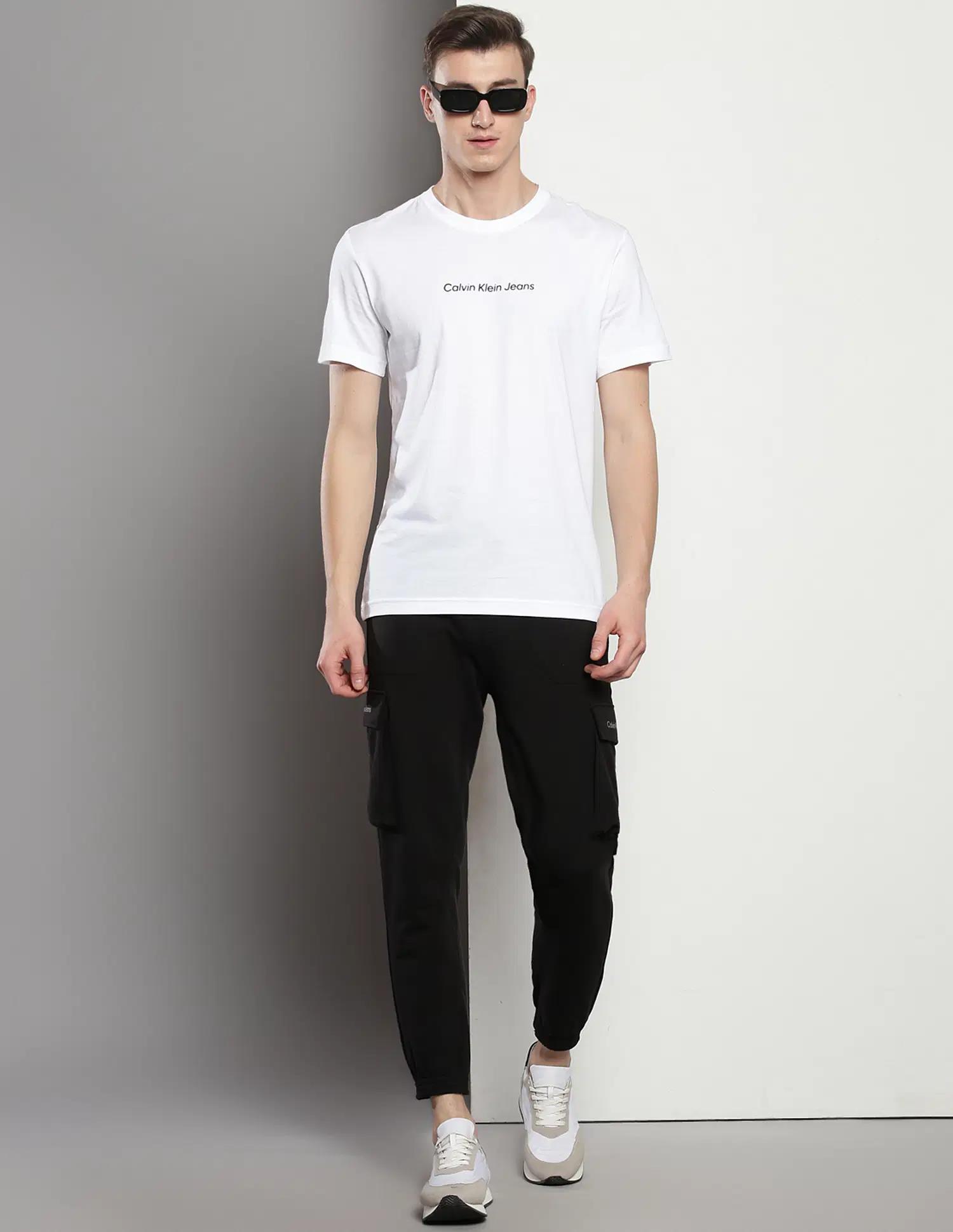 Calvin Klein Mens Mirrored Ck Logo Tee White